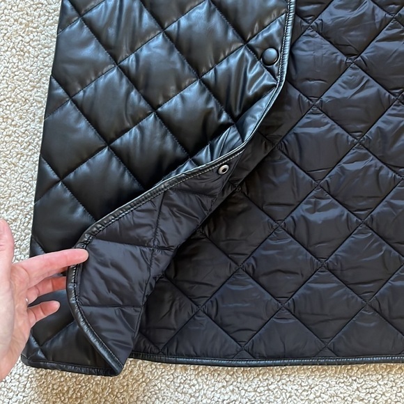 ZARA Quilted Faux Leather Longline Jacket Size XS - Picture 8 of 15